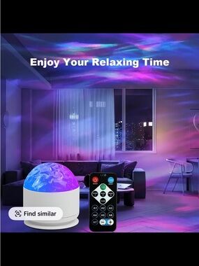 2 Scene-7 Color Star Projector Light with Music Rhythm, Ocean Wave & 3D Water